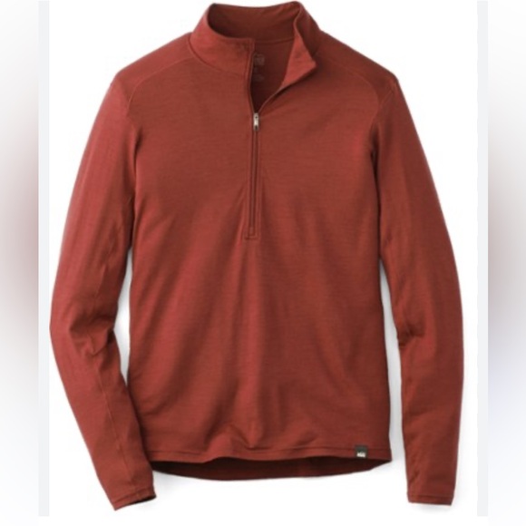 REI Co-Op Merino 185 Long Sleeve 1/2 Zip Base Layer Top In Smoked Paprika M - Picture 12 of 16